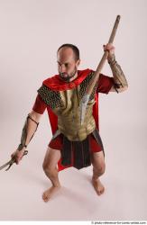 Man Adult Athletic White Fighting with spear Standing poses Army